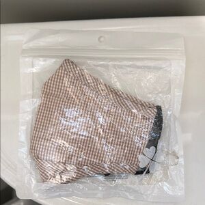 Gingham Face Mask with Black Trim